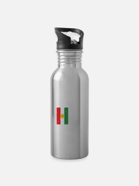 Kurdistan - Trinkflasche mit integriertem Trinkhalm - Lightsilver