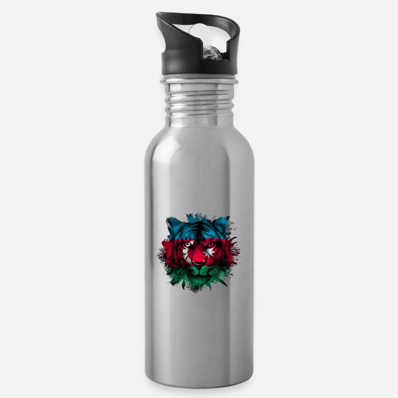 Azerbaijan - Water bottle with straw - silver