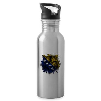Bosnien und Herzegowina - Trinkflasche mit integriertem Trinkhalm - Lightsilver - Rechts