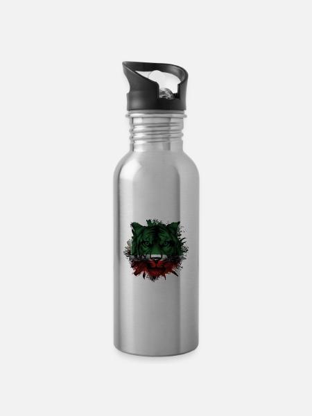 Tschetschenien - Trinkflasche mit integriertem Trinkhalm - Lightsilver