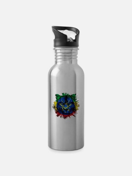 Äthiopien - Trinkflasche mit integriertem Trinkhalm - Lightsilver