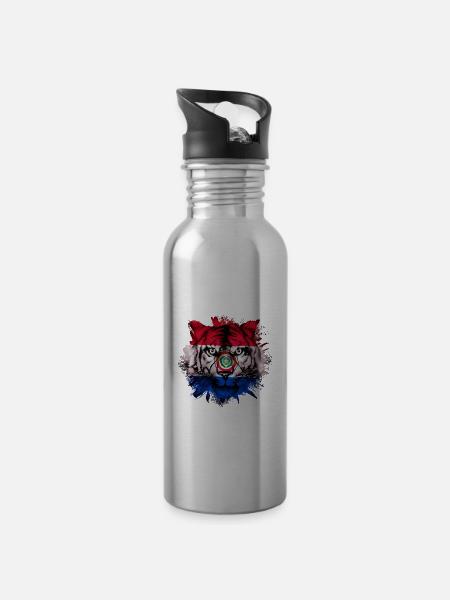 Paraguay - Trinkflasche mit integriertem Trinkhalm - Lightsilver