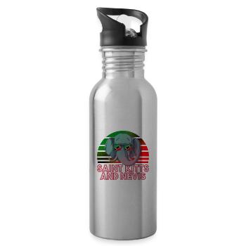 Saint Kitts and Nevis - Water bottle with straw - silver - Right