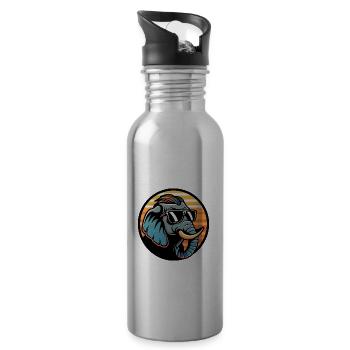 Elefant Comic Cool Sommer - Trinkflasche mit integriertem Trinkhalm - Lightsilver - Rechts