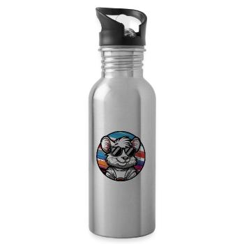 Maus Comic Cool Sommer - Trinkflasche mit integriertem Trinkhalm - Lightsilver - Rechts