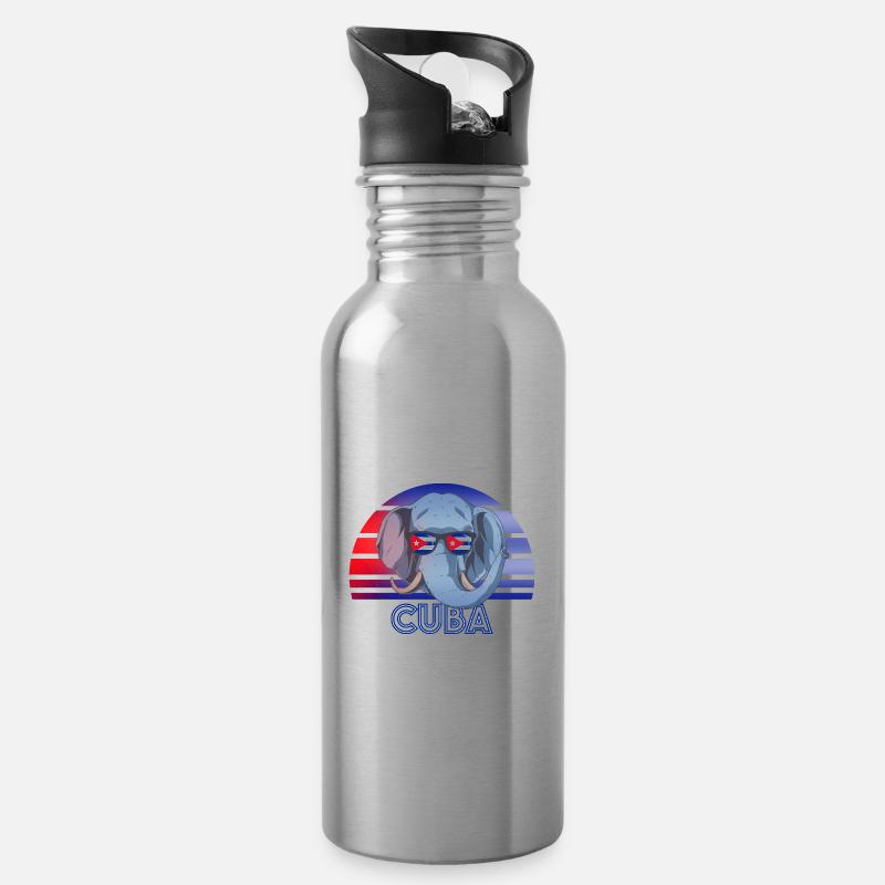 Kuba - Trinkflasche mit integriertem Trinkhalm - Lightsilver