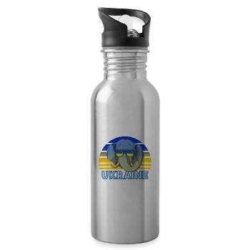 Ukraine - Trinkflasche mit integriertem Trinkhalm - Lightsilver - Rechts