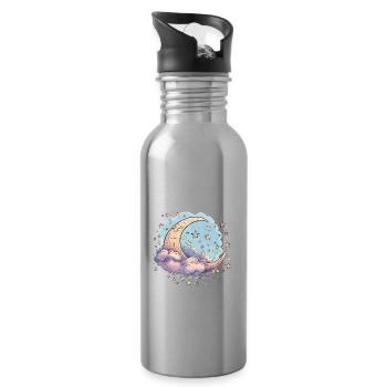 Himmlischer Mond Raum Sternenhimmel Nacht Himmel - Trinkflasche mit integriertem Trinkhalm - Lightsilver - Rechts