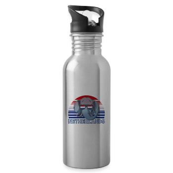 Netherlands - Water bottle with straw - silver - Right