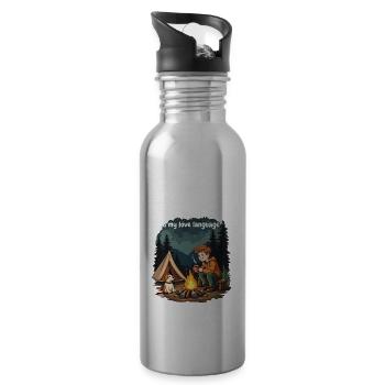 Le café au feu de camp est ma langue d’amour - Camping Dog - Gourde avec paille intégrée - argent clair - Droite