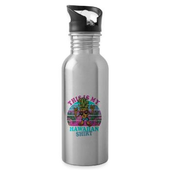 Das ist mein Hawaiianisches Shirt - Trinkflasche mit integriertem Trinkhalm - Lightsilver - Rechts