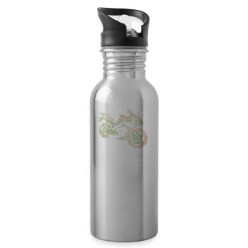 Grünes Motorrad Geschenk - Trinkflasche mit integriertem Trinkhalm - Lightsilver - Rechts