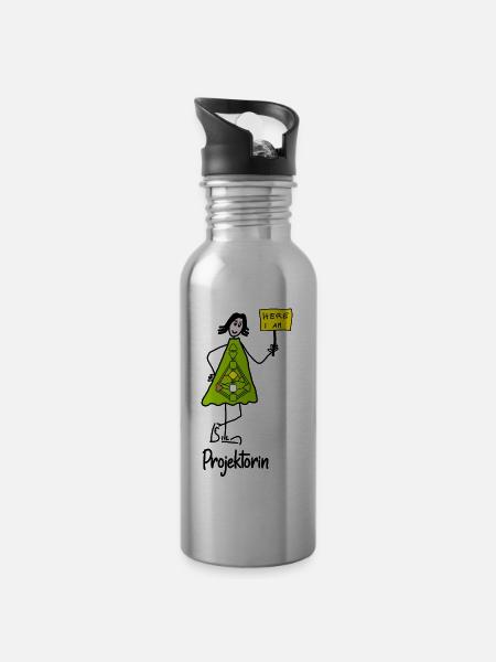 Projektorin - Trinkflasche mit integriertem Trinkhalm - Lightsilver