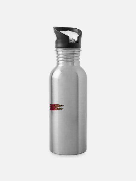 Cat and Dog with Heart! Katze und Hund mit Herzen - Trinkflasche mit integriertem Trinkhalm - Lightsilver