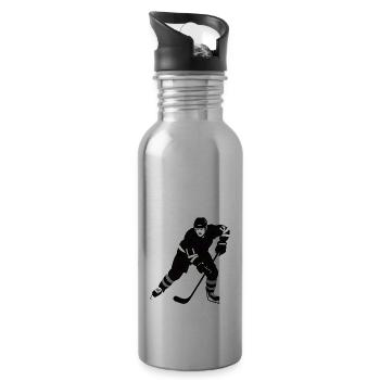 I love Icehockey - Sports Design - Water bottle with straw - silver - Right