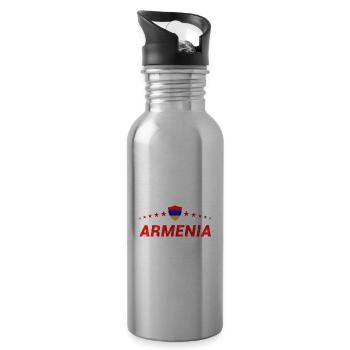 Armenien - Trinkflasche mit integriertem Trinkhalm - Lightsilver - Rechts