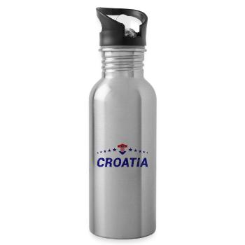 Kroatien - Trinkflasche mit integriertem Trinkhalm - Lightsilver - Rechts