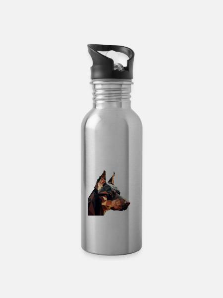 DOBERMAN - Gourde avec paille intégrée - argent clair