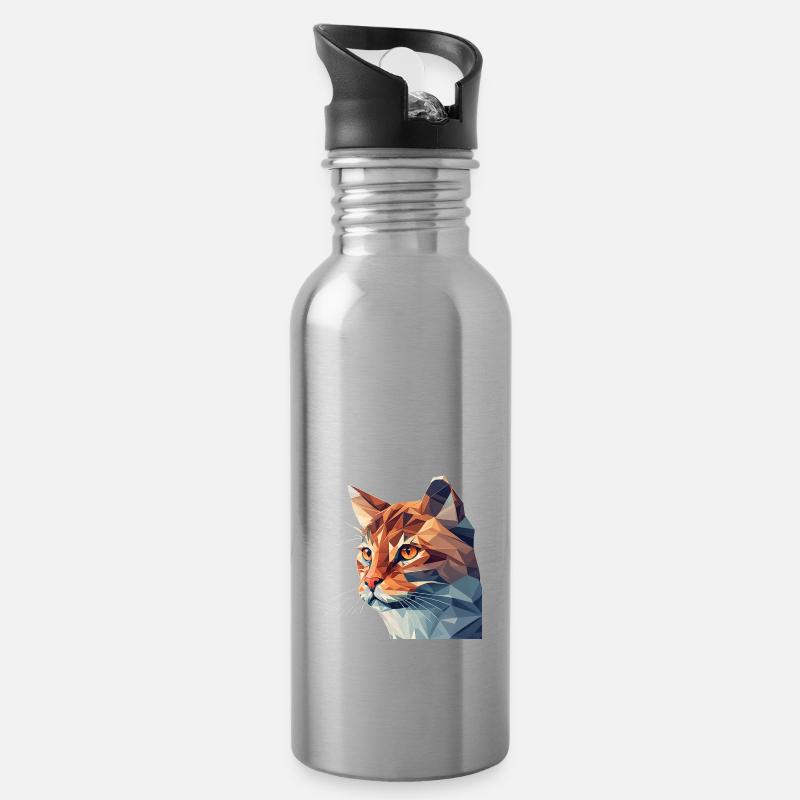 CAT - Trinkflasche mit integriertem Trinkhalm - Lightsilver
