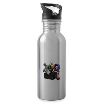 3D - Trinkflasche mit integriertem Trinkhalm - Lightsilver - Rechts