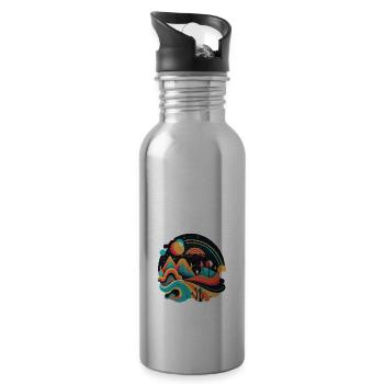 RETRO - Trinkflasche mit integriertem Trinkhalm - Lightsilver - Rechts