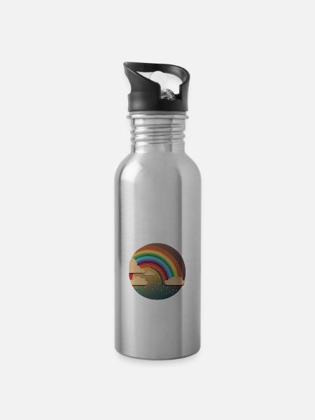 ARC-EN-CIEL - Gourde avec paille intégrée - argent clair