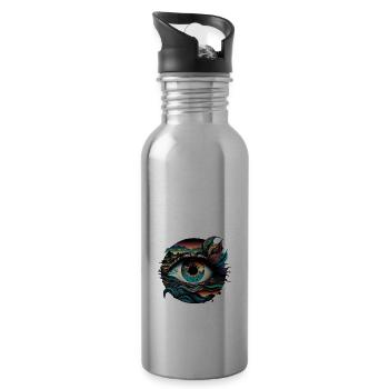 TRIPPY EYE - Water bottle with straw - silver - Right