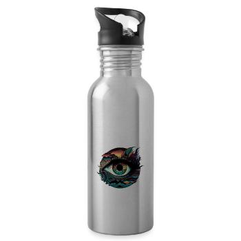 TRIPPY EYE - Water bottle with straw - silver - Right