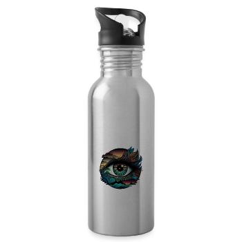 TRIPPY EYE - Water bottle with straw - silver - Right