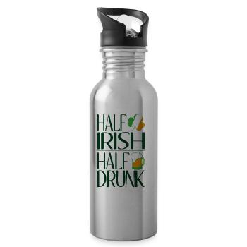 Half Irish half drunk - Water bottle with straw - silver - Right