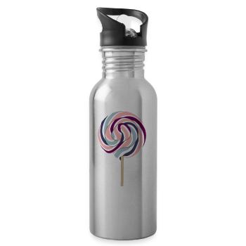 Pastell Lolli mit Stiel - Trinkflasche mit integriertem Trinkhalm - Lightsilver - Rechts