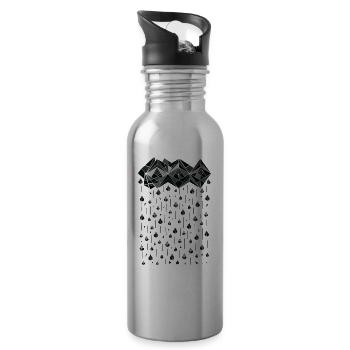 Geometric rain - Water bottle with straw - silver - Right