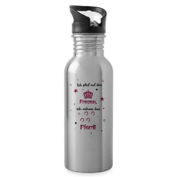 I whistle at the prince I take the horse - Water bottle with straw - silver - Right