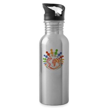 Gegen Rassismus - Trinkflasche mit integriertem Trinkhalm - Lightsilver - Rechts