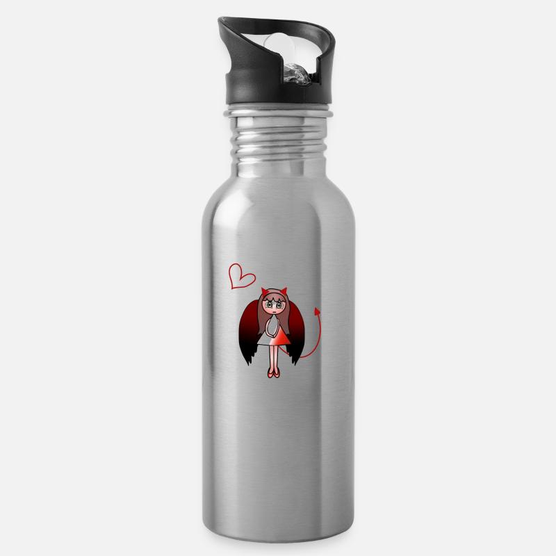 diable - Gourde avec paille intégrée - argent clair