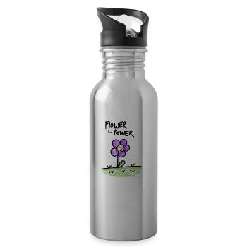 FLOWER-POWER - Trinkflasche mit integriertem Trinkhalm - Lightsilver - Rechts