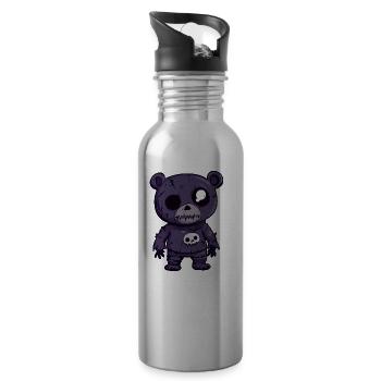 Bear Halloween Zombie - Water bottle with straw - silver - Right