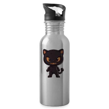 Panther Halloween Zombie - Water bottle with straw - silver - Right
