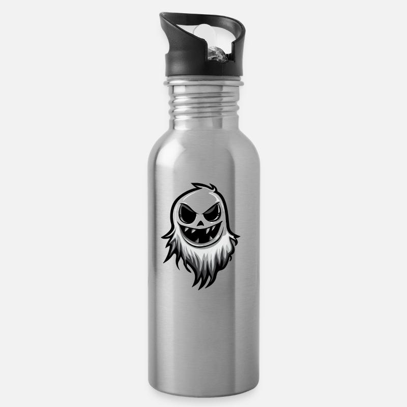 Geist Halloween Comic - Trinkflasche mit integriertem Trinkhalm - Lightsilver