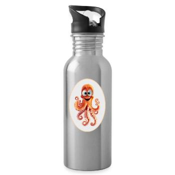 Tintenfisch - Trinkflasche mit integriertem Trinkhalm - Lightsilver - Rechts