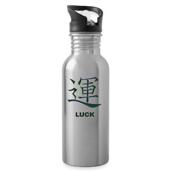 Happiness Chinese Character - Water bottle with straw - silver - Right