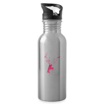 Hirsch - Trinkflasche mit integriertem Trinkhalm - Lightsilver - Rechts