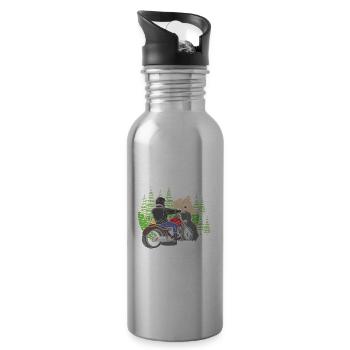 Motorrad Biker Spruch für einen Motorradfahrer - Trinkflasche mit integriertem Trinkhalm - Lightsilver - Rechts