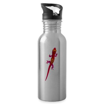Roter Gecko - Trinkflasche mit integriertem Trinkhalm - Lightsilver - Rechts
