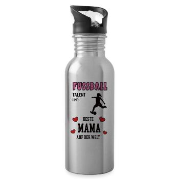 Fussball Beste Mama Muttertag Geburtstag Mutter - Trinkflasche mit integriertem Trinkhalm - Lightsilver - Rechts