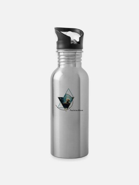 Hybride paresseux-ours fluffy - Gourde avec paille intégrée - argent clair