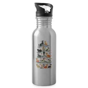 Katzen Tannenbaum Weihnachten Christbaum - Trinkflasche mit integriertem Trinkhalm - Lightsilver - Rechts