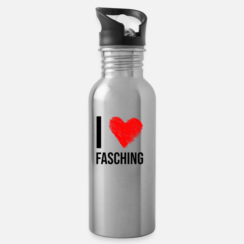 I love Carnival - Water bottle with straw - silver