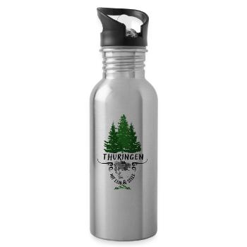 Thüringen mit Leib und Seele - Trinkflasche mit integriertem Trinkhalm - Lightsilver - Rechts