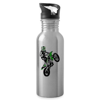 Moto Cross - Motocross - Supercross - Trinkflasche mit integriertem Trinkhalm - Lightsilver - Rechts